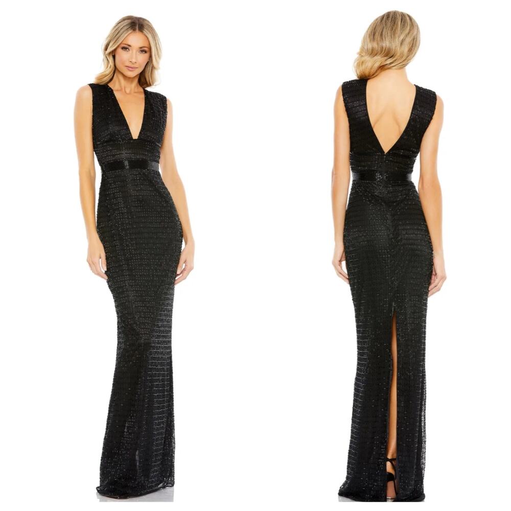 Mac Duggal 5625 Haute Couture Embellished Sheath Dress Black Size 4 NWT - Picture 2 of 11